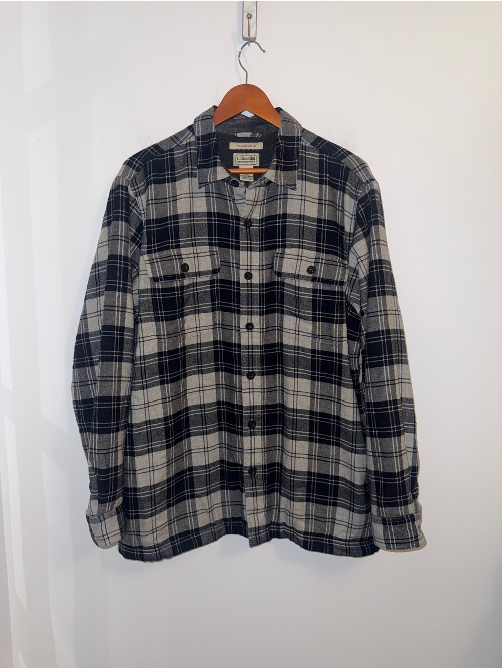L.L.Bean Men’s Large Fleece Lined Flannel Plaid Shirt Jacket Shacket NWT - Picture 3 of 10
